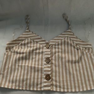 White and tan stripped blouse